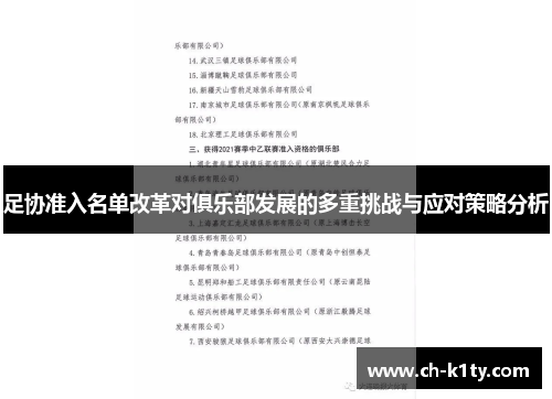 足协准入名单改革对俱乐部发展的多重挑战与应对策略分析